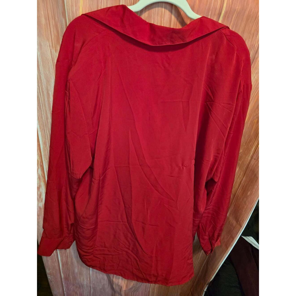 Notations Woman Red Button Down Long Sleeve Shirt Size 3X