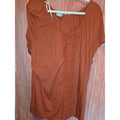 Fashion Bug Rust Terracotta Crochet Lace Up Peasant Top 30/32 Plus