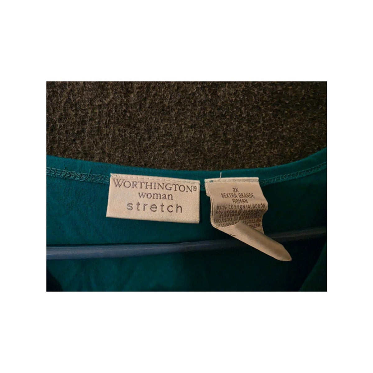 Worthington Woman 2X Turquoise Blue Embroidered Beaded Tie V-Neck Stretch Top