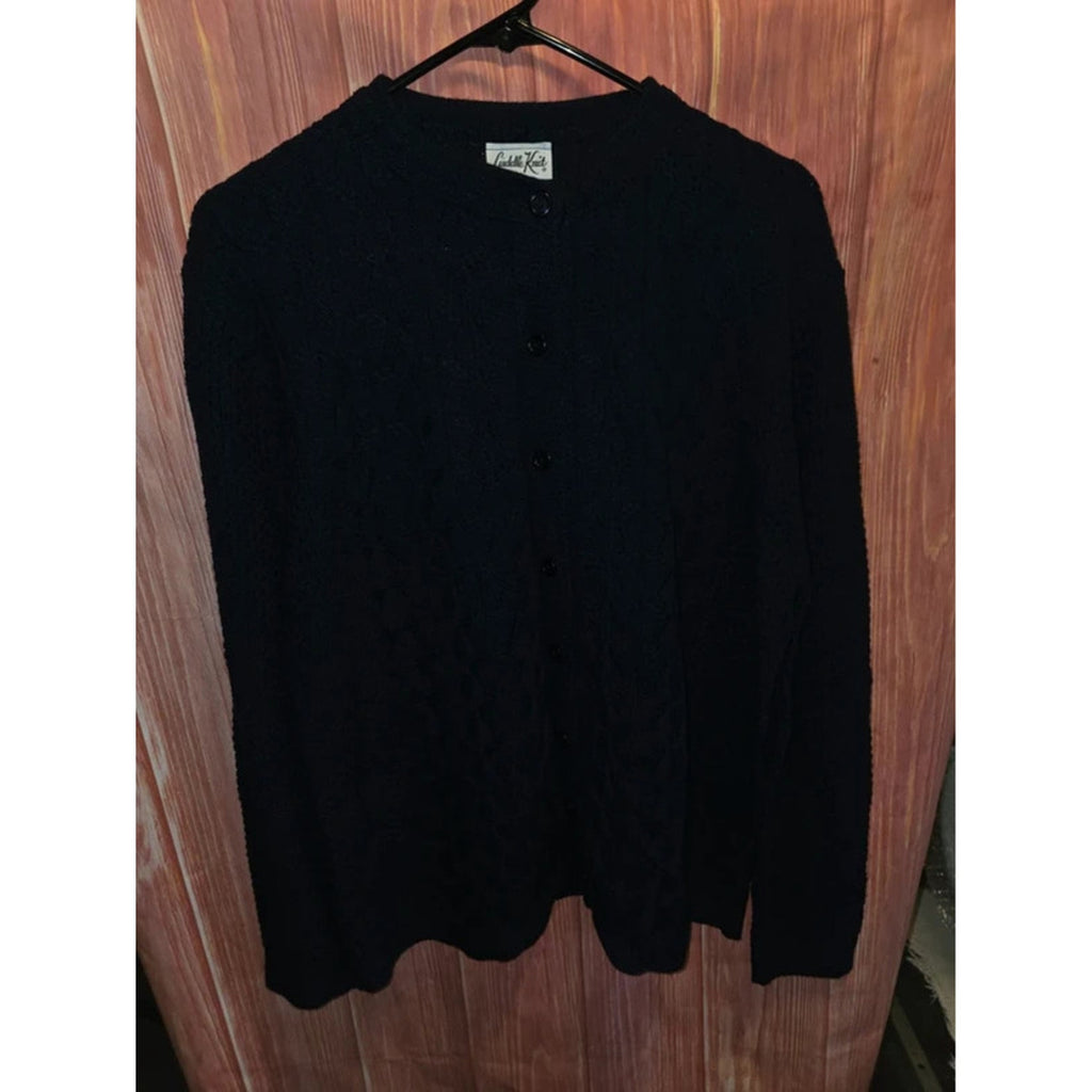 Cuddle Knit Vintage Blue Textured Long Sleeve Button Up Cardigan Sweater USA 42