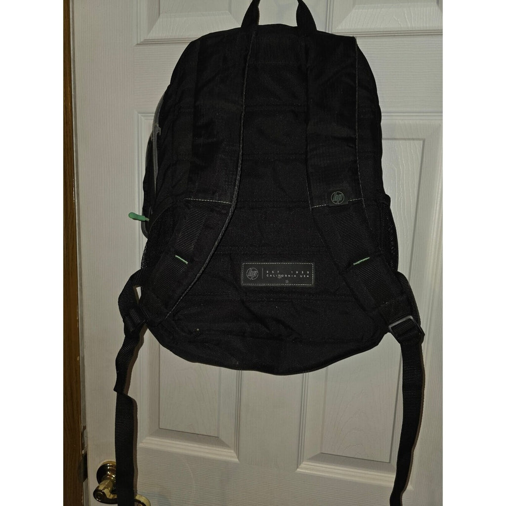 HP Black backpack with green lining