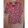 Carolina Blues Red Bandana Paisley Floral Studded Scoop Neck Top 24W