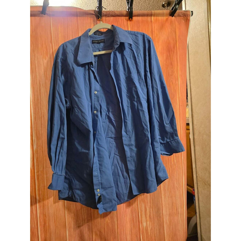 Giorgio Brutini Men's Blue Long Sleeve Button-Down Dress Shirt Size XL 17-17.5