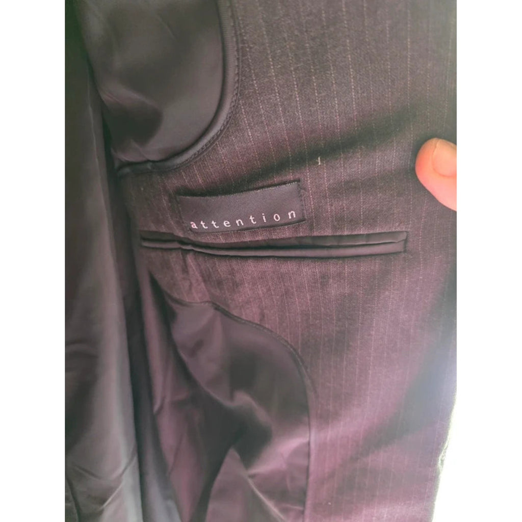 Attention Mens 42R Charcoal Gray Pinstripe 3-Button Jacket Blazer Fully Lined