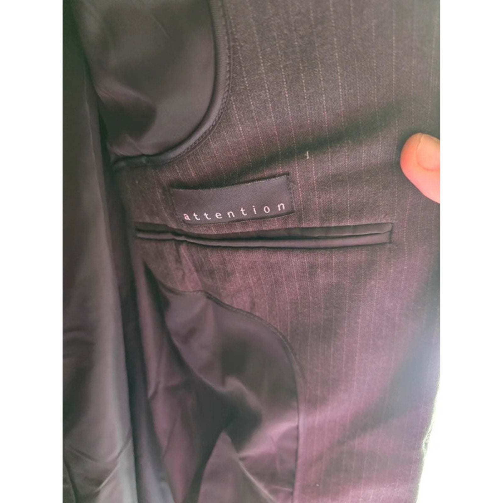 Attention Mens 42R Charcoal Gray Pinstripe 3-Button Jacket Blazer Fully Lined