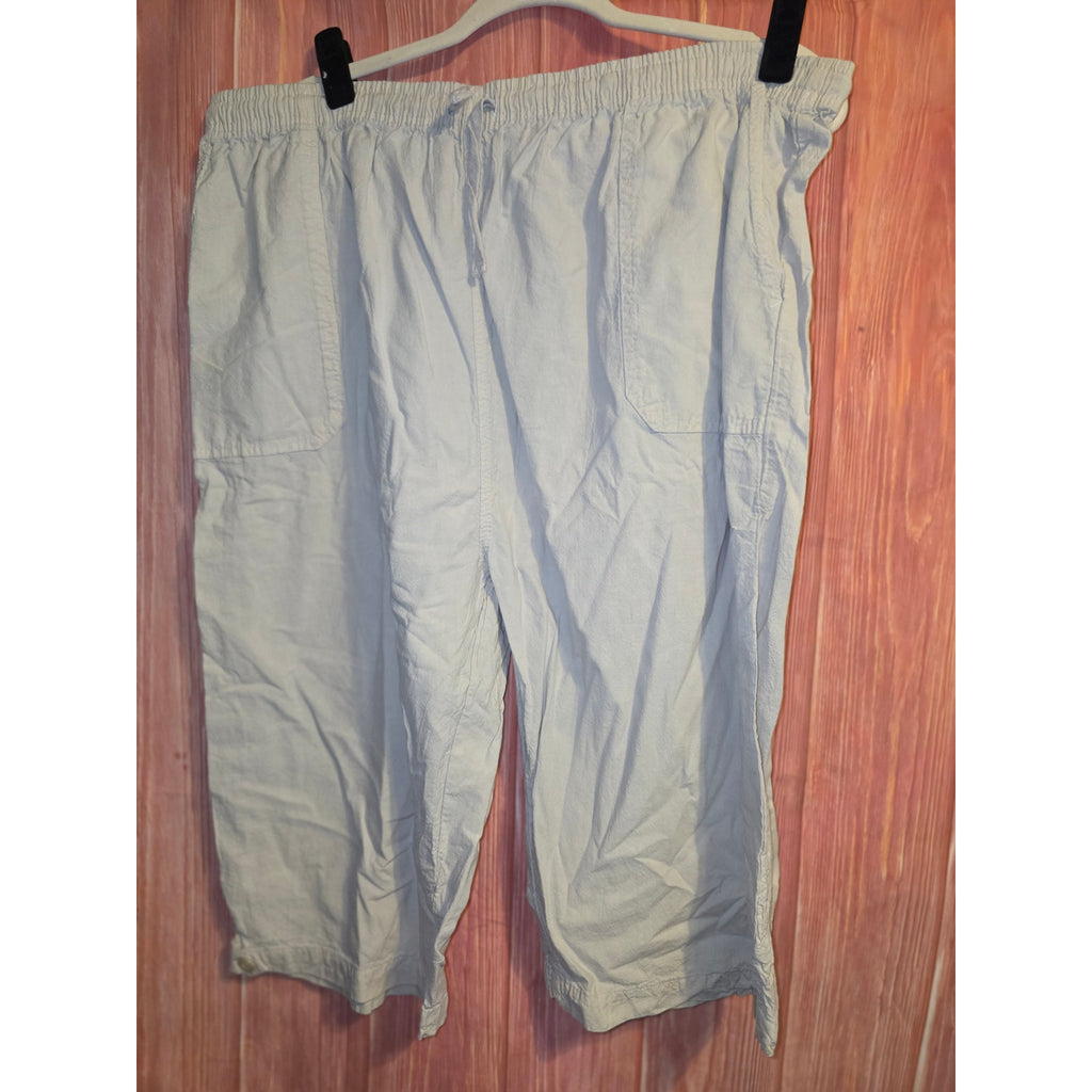 Koret Womens 3X Cotton Capri Pants Elastic Waist Drawstring Pockets Light Khaki