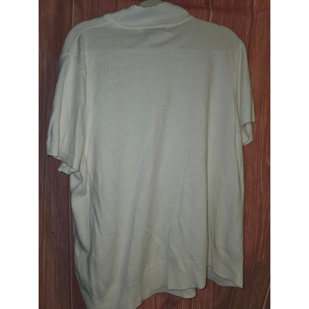 Sag Harbor Women's Plus 2X Ivory Ribbed Mock Neck Sweater