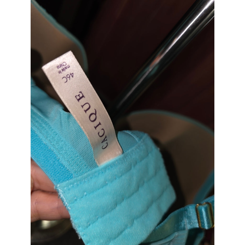 Cacique Lane Bryant Turquoise Lace Balconette Bra 46C (MSRP $55)