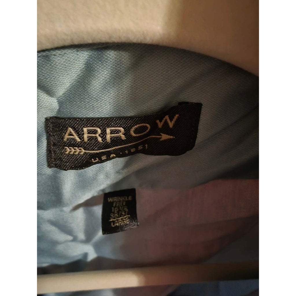 Arrow Wrinkle Free Long Sleeve Button-Down Shirt Blue Men's Large 16.5 36/37