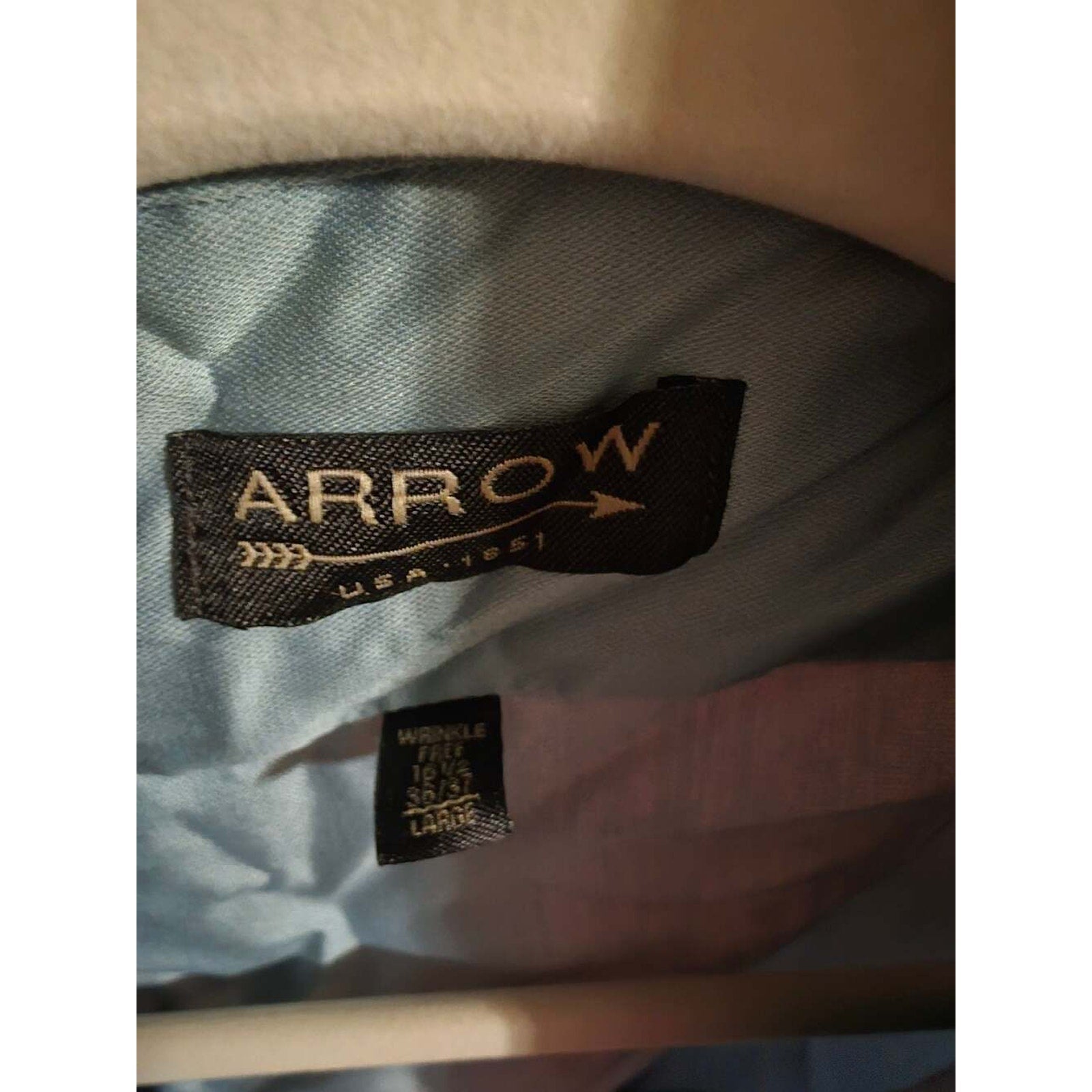Arrow Wrinkle Free Long Sleeve Button-Down Shirt Blue Men's Large 16.5 36/37