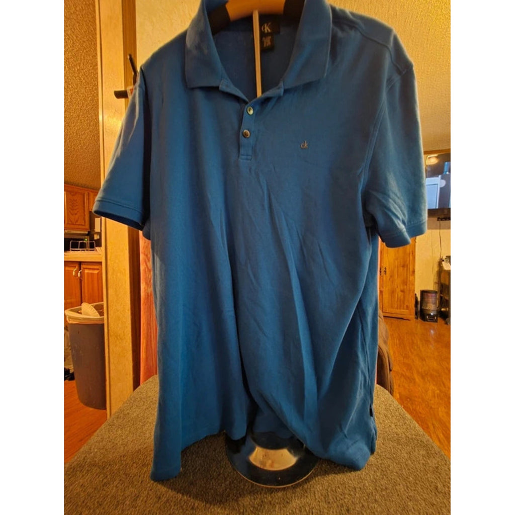 Calvin Klein Men’s XL Blue 100% Cotton Short Sleeve Polo Shirt
