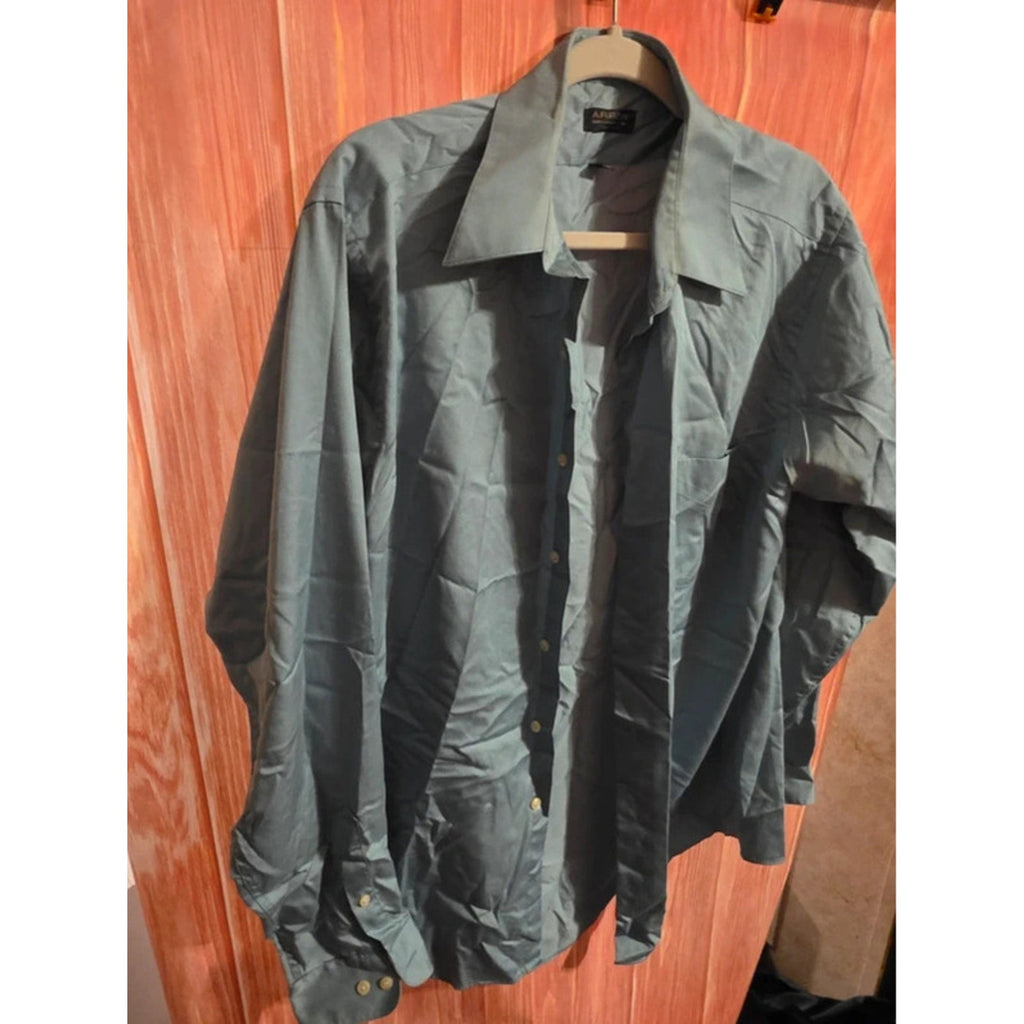 Arrow Mens Large Wrinkle Free Dress Shirt Long Sleeve Sage Mint Green 16.5 36/37