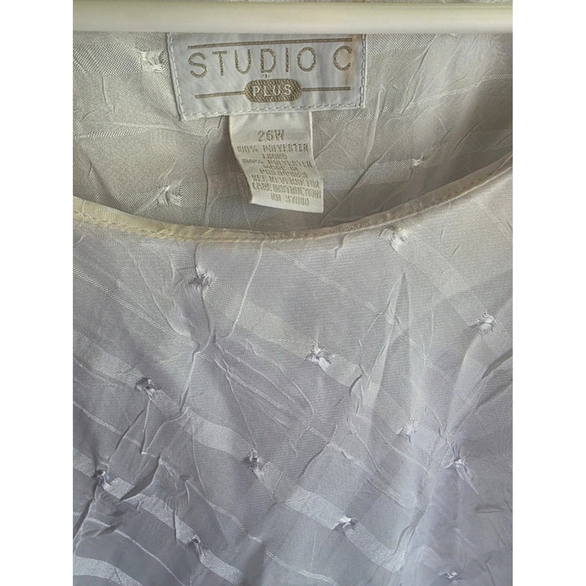 : Studio C Plus 26W White Short Sleeve Layered Textured Formal Mother of Bride