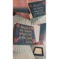 Primitive Farmhouse Stitched Psalm 33:12 Fabric Canvas Sign - Patriotic Decor