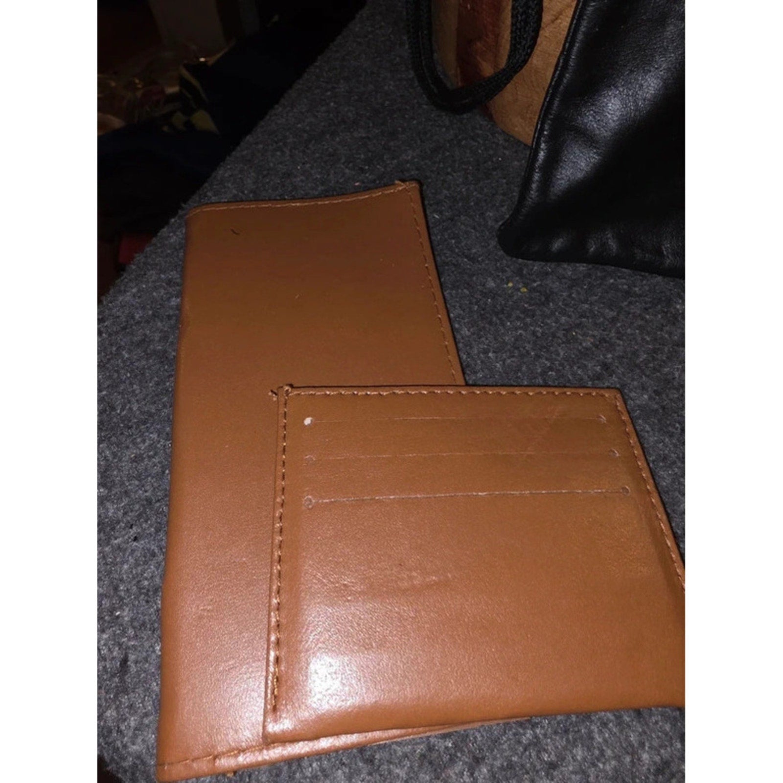 4 Pc Black Leather Crossbody Bag Checkbook Covers& Card Holder Wallet Set Travel