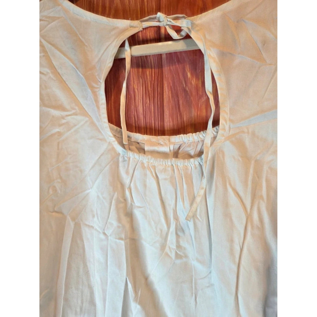 Carolina Colours Plus White 100% Cotton Peasant Blouse 24W Tie Back