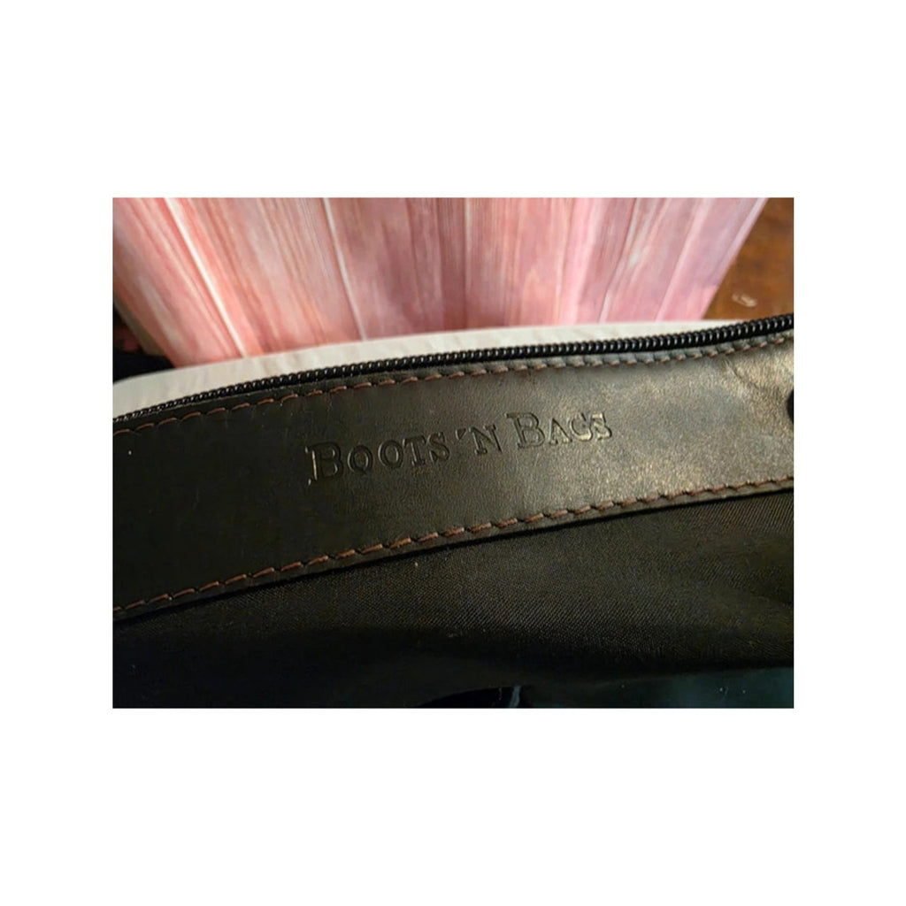 Boots 'N Bags Black Nylon & Genuine Leather Tote - Bright Blue Lining