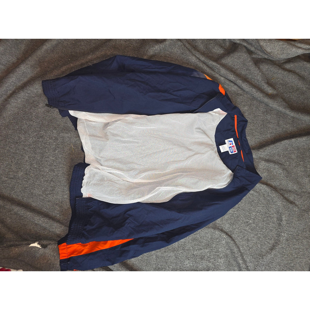 Russell Athletic Team Issue Windbreaker Warm Up Jacket XXL Navy Orange Mesh Line