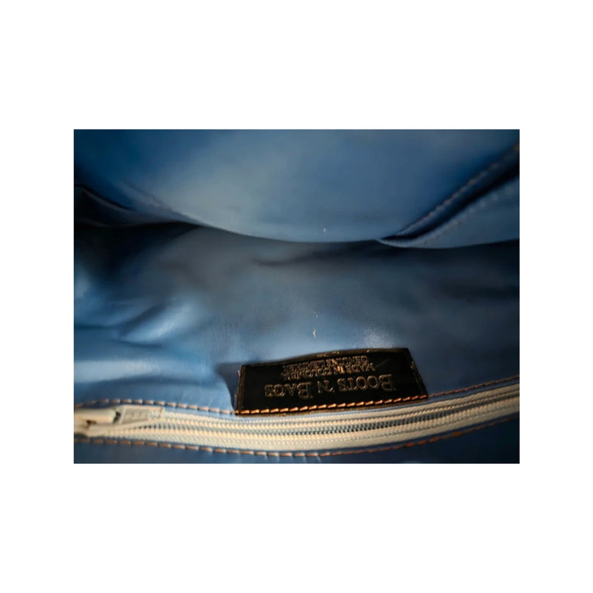 Boots 'N Bags Black Nylon & Genuine Leather Tote - Bright Blue Lining
