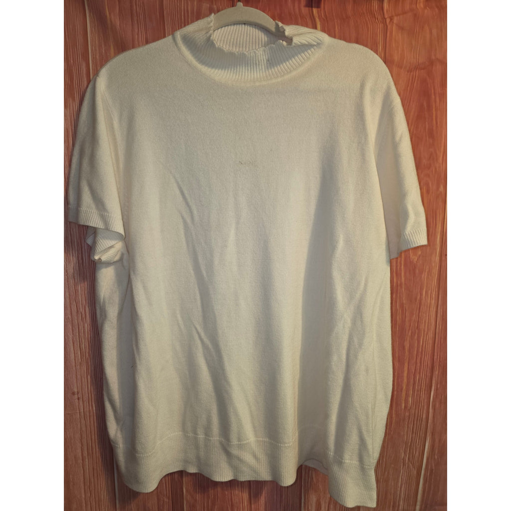 Sag Harbor Women's Plus 2X Ivory Ribbed Mock Neck Sweater