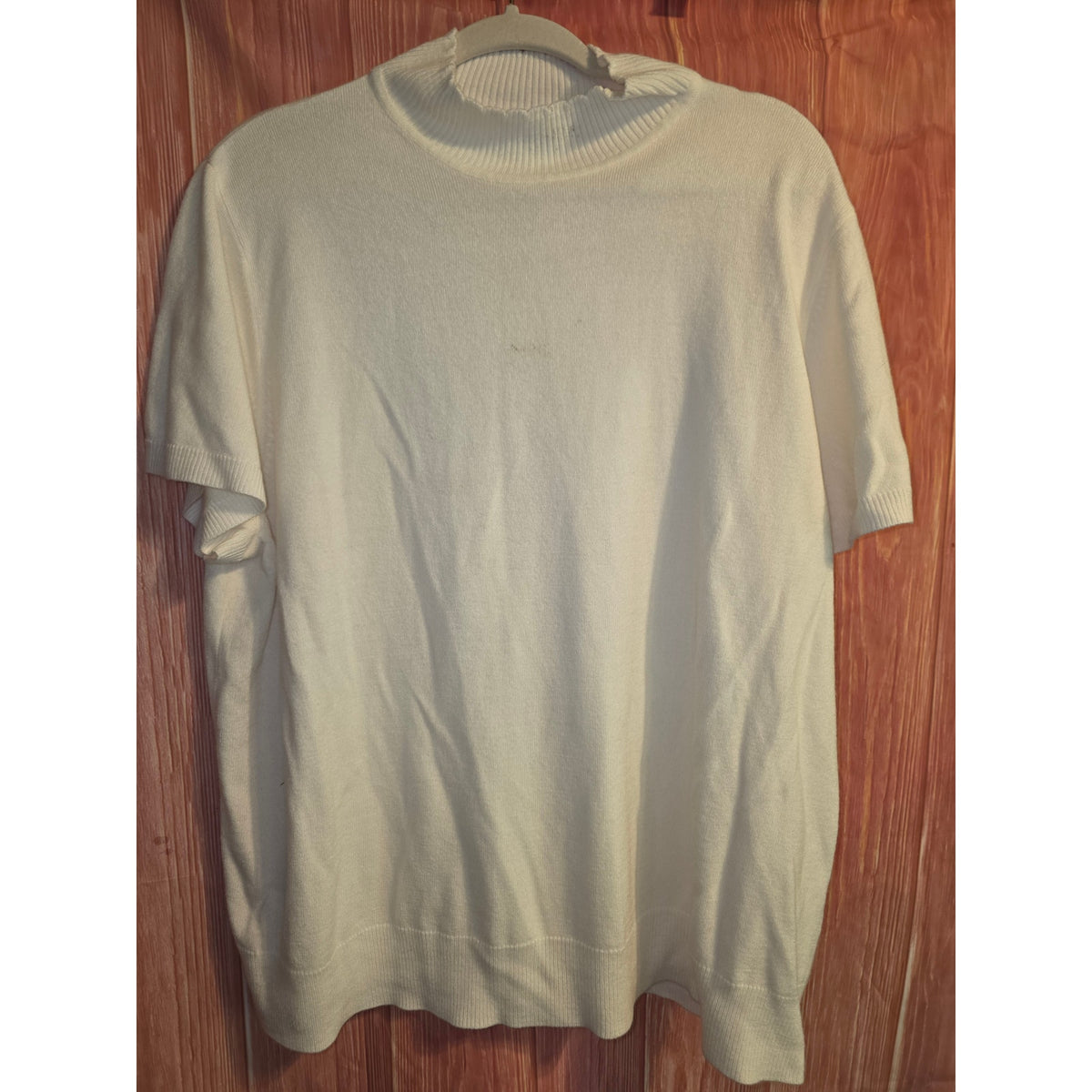 Sag Harbor Women's Plus 2X Ivory Ribbed Mock Neck Sweater