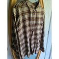 Eddie Bauer Mens Size XL Mustard Yellow Navy Plaid Soft Flannel Outdoor Shirt