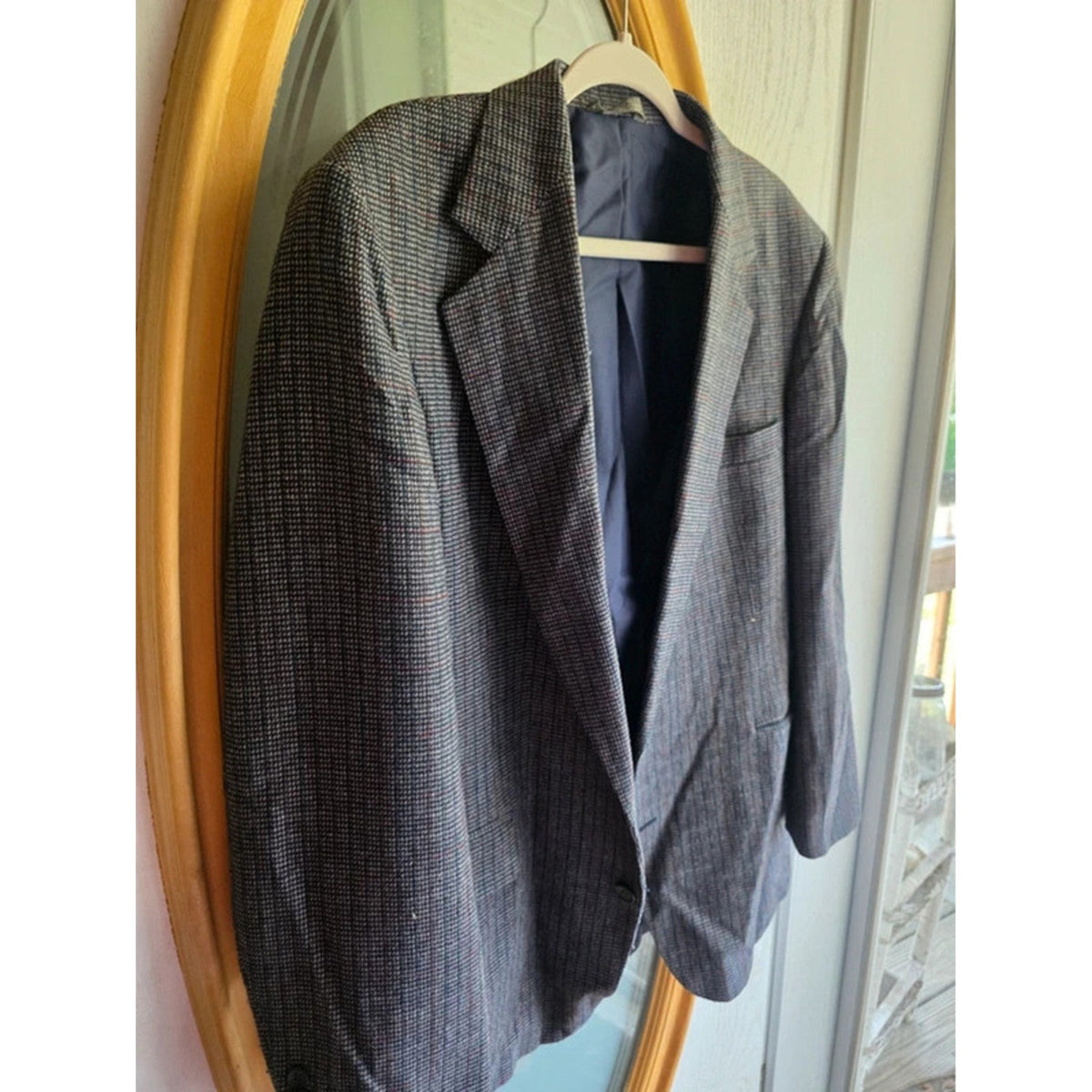 Vintage Haggar Tweed Plaid Houndstooth Blazer Sport Coat Made in USA 2-Button