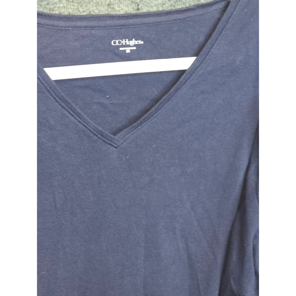 C.C. Hughes Navy Blue V-Neck Long Sleeve Top Size 1X - As-Is / Flawed