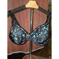 NWOT Just Be 42D Balconette Bra Black Blue Pink Floral Lace Underwire Ribbon