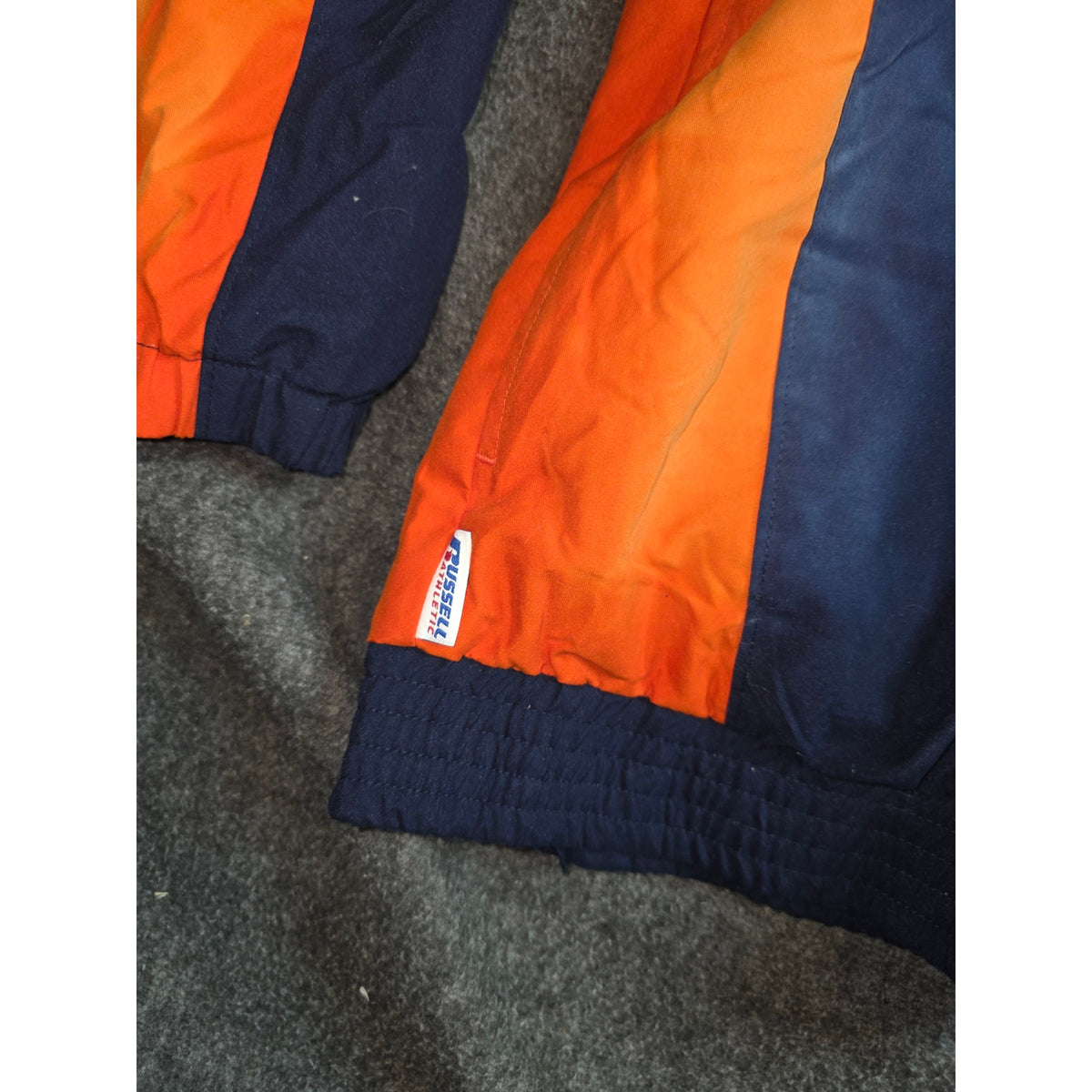 Russell Athletic Team Issue Windbreaker Warm Up Jacket XXL Navy Orange Mesh Line