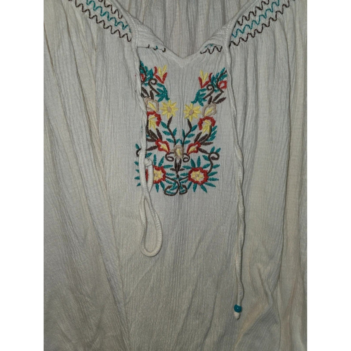 French Laundry Woman Cream Floral Embroidered Peasant Top 22/24 Plus