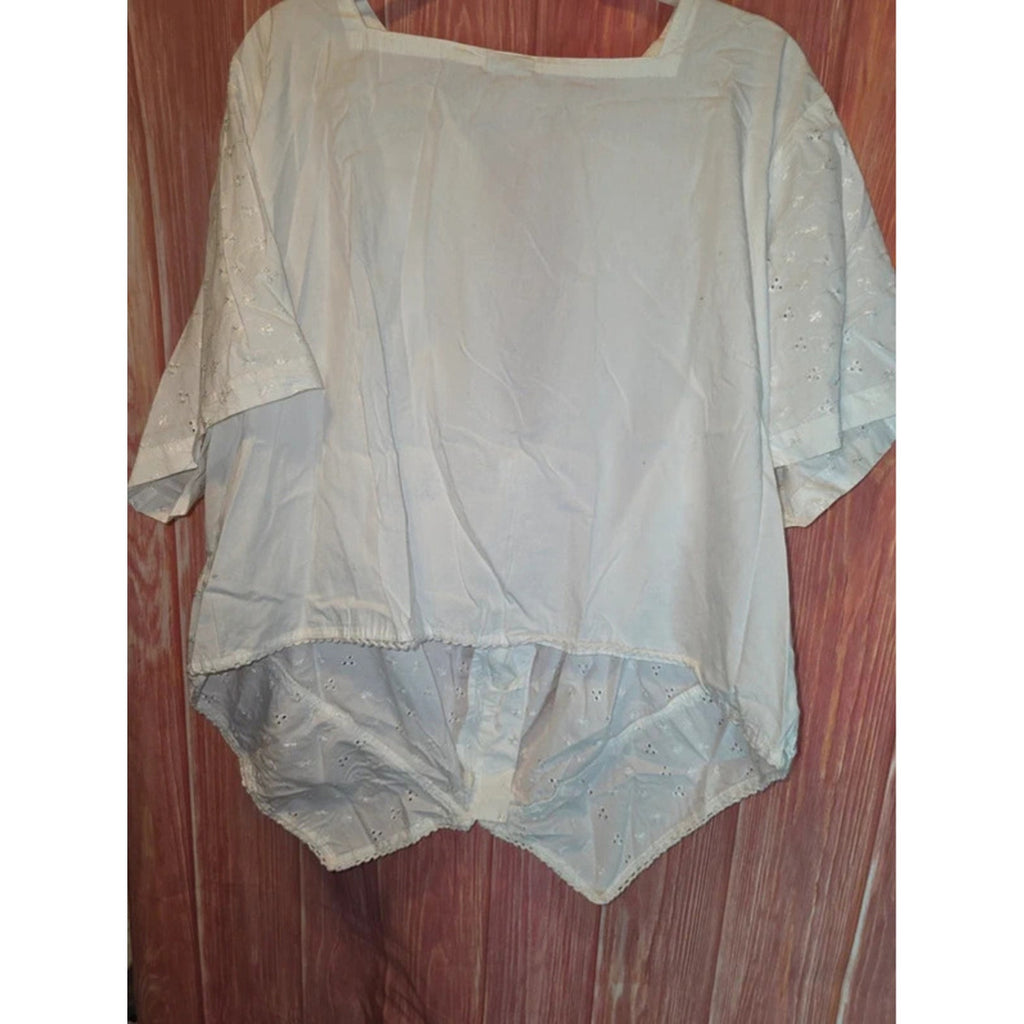 Carolina Colours Plus White Eyelet High Low Handkerchief Peasant Top 24 Cotton
