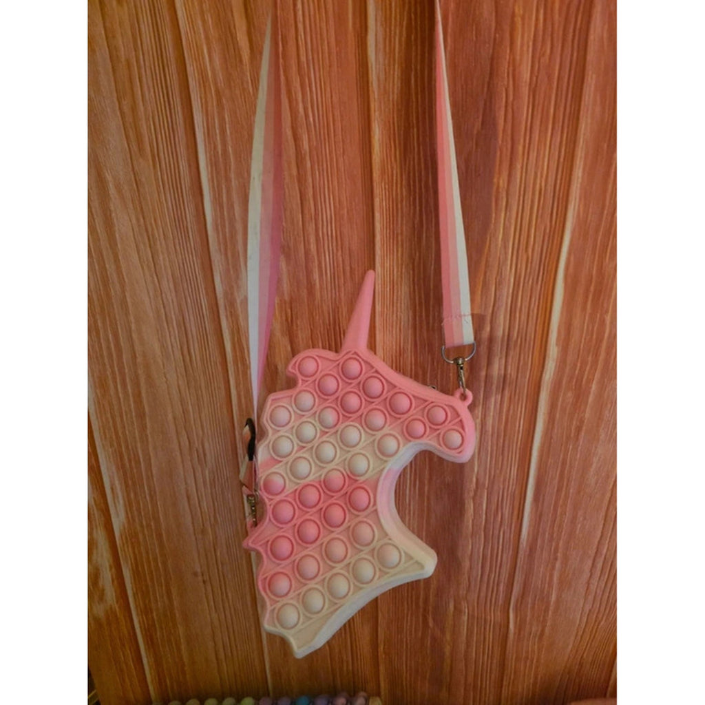 3 Piece Pop It Fidget Bag Set Backpack Crossbody Unicorn Pastel Rainbow Sensory