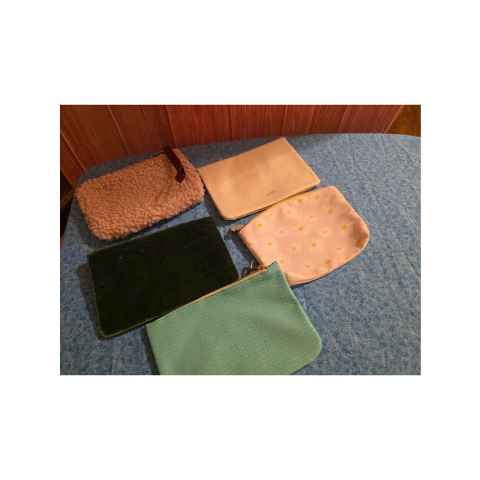 5 Ipsy Makeup Bag Pouches Sherpa Velvet Starfish Daisy Snake Skin Bundle