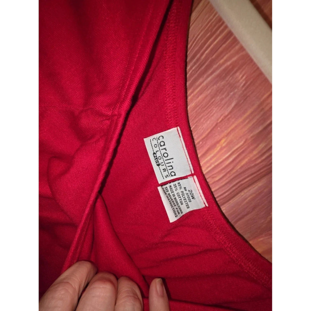 Carolina Colours Plus Red Beaded Drawstring Scoop Neck Peasant Top 20W