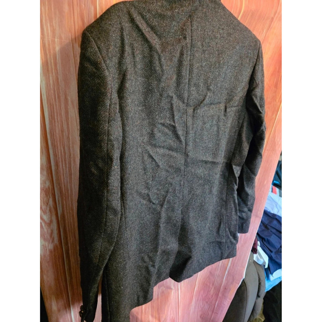 Vintage Wm F Farah Mens 100% Pure Wool Tweed Herringbone Blazer Sport Coat Brown