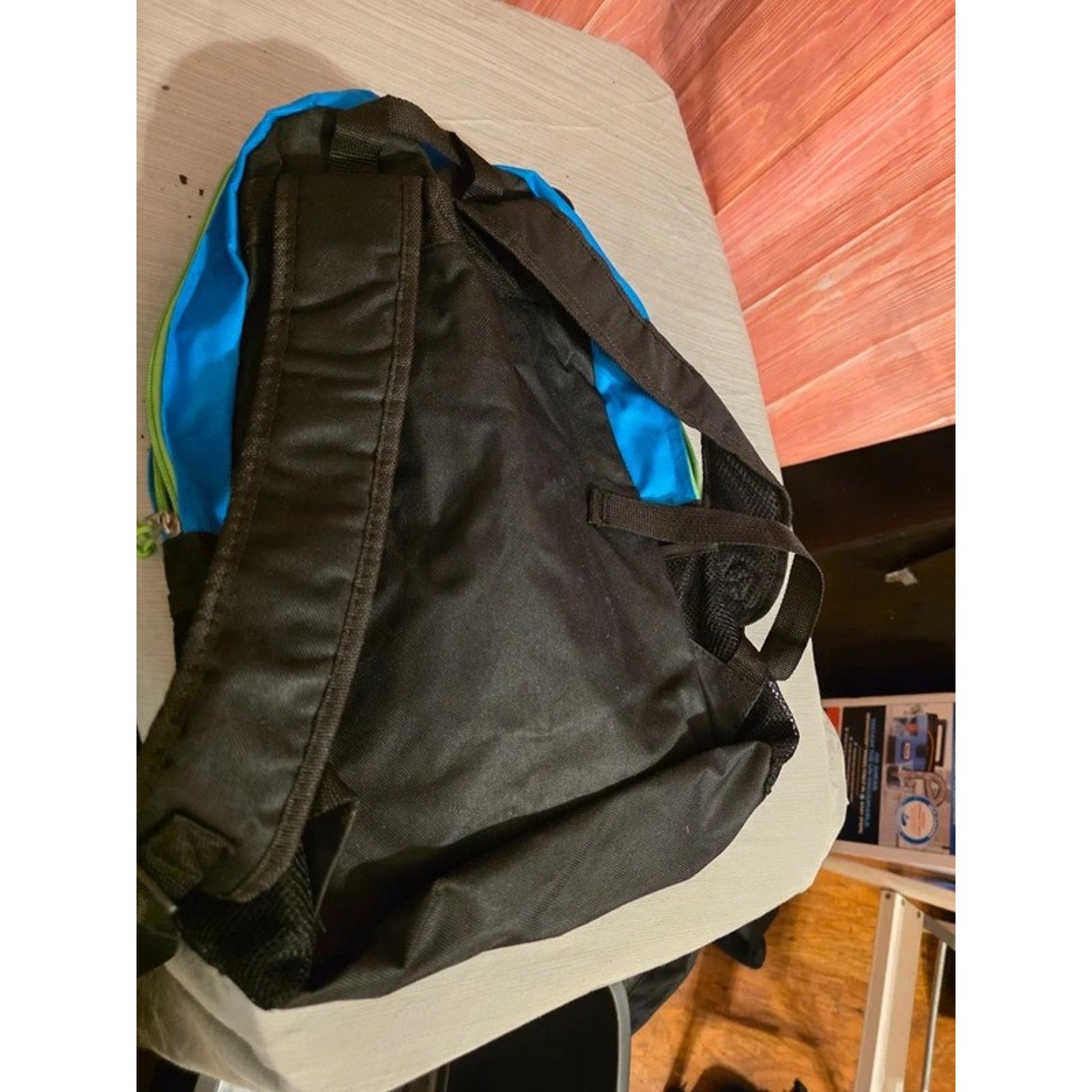 Metropack Blue & Black Backpack Lime Green Details & Organizer - Good Condition