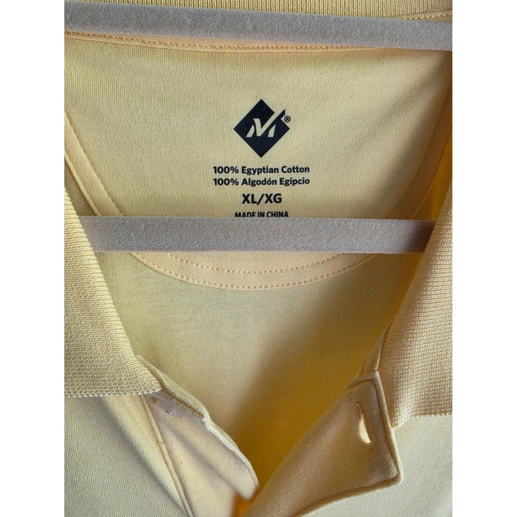 Members Mark Mens Size XL Solid Pastel Butter Yellow Egyptian Cotton Polo Top