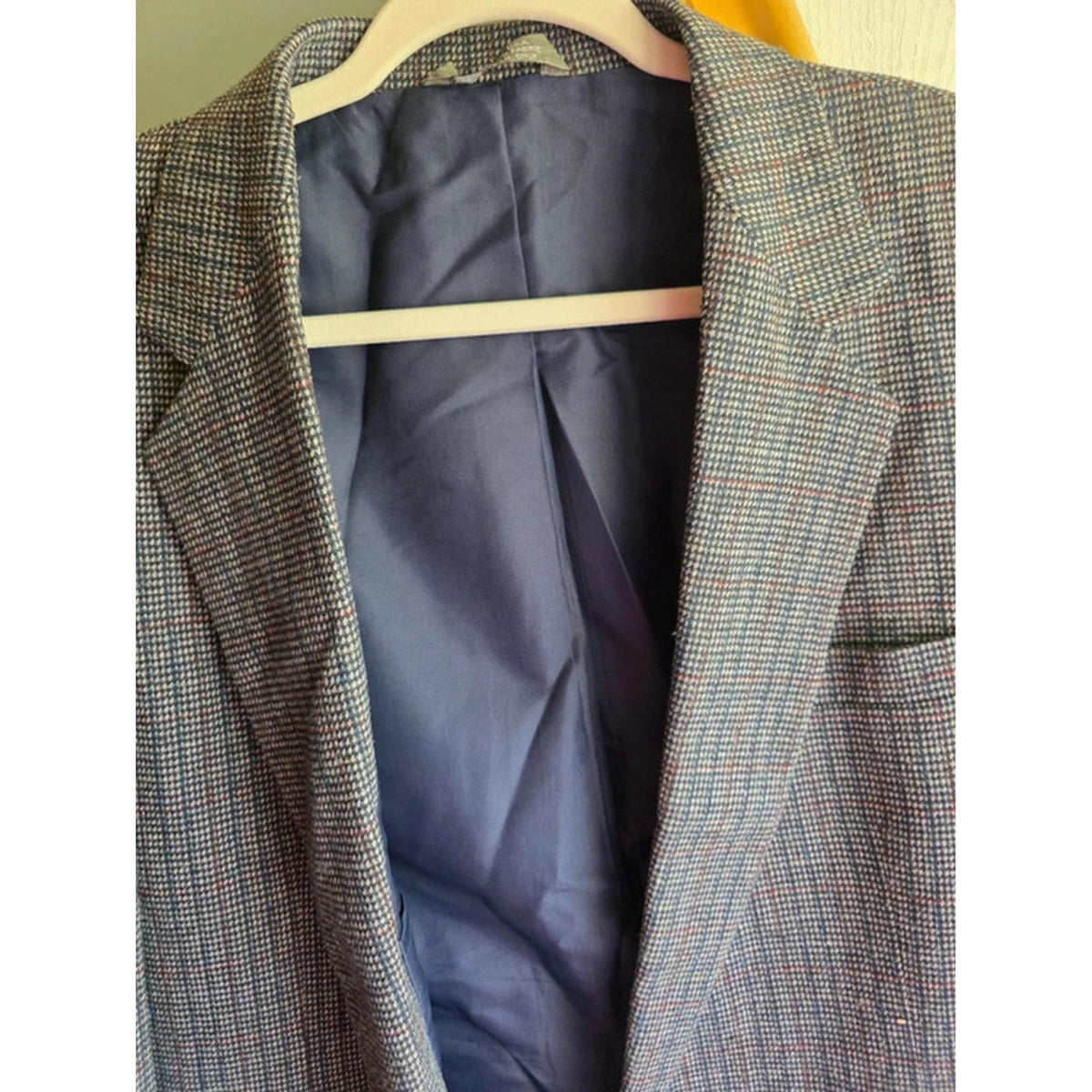 Vintage Haggar Tweed Plaid Houndstooth Blazer Sport Coat Made in USA 2-Button