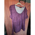 Appropriate Behavior Berry Purple Striped Ruched Sleeve Scoop Neck Top 2X