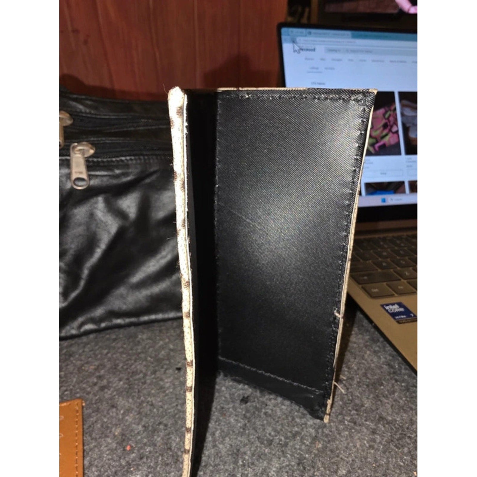 4 Pc Black Leather Crossbody Bag Checkbook Covers& Card Holder Wallet Set Travel