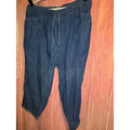 Erika Womens 2X Denim Chambray Pull On Cropped Pants Elastic Drawstring Blue