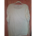 Cato White Slub Knit Button Shoulder Ruched Sleeve Top 26/28W