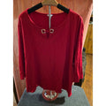 Cato Women’s 26/28W Red 3/4 Sleeve Keyhole Top with Grommet Hardware