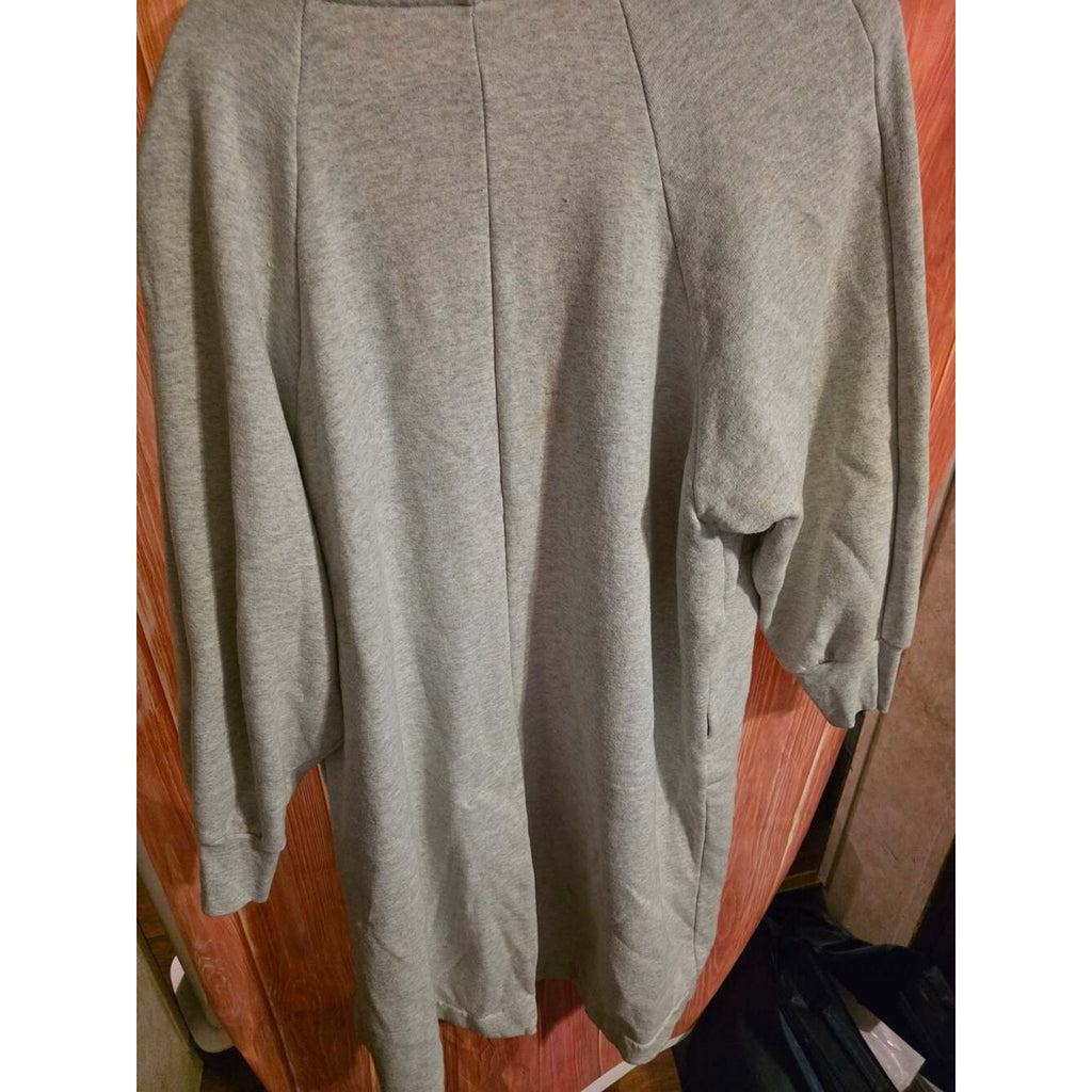 Unbranded Gray Sweatshirt Long Cardigan Duster with Gold Buttons