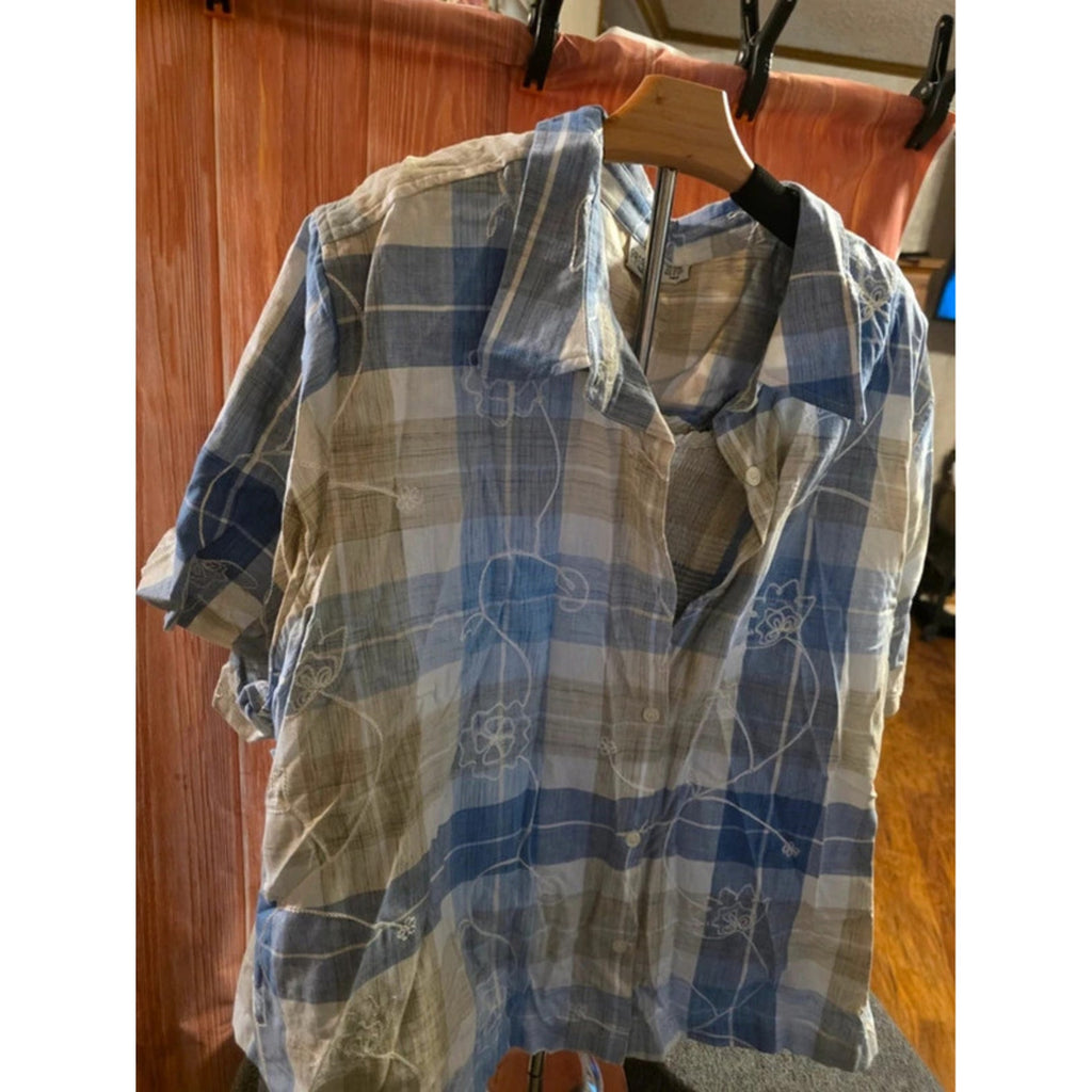 Carolina Colours Plus Women’s 28W 2-Piece Plaid & Floral Embroidered Shirt Set