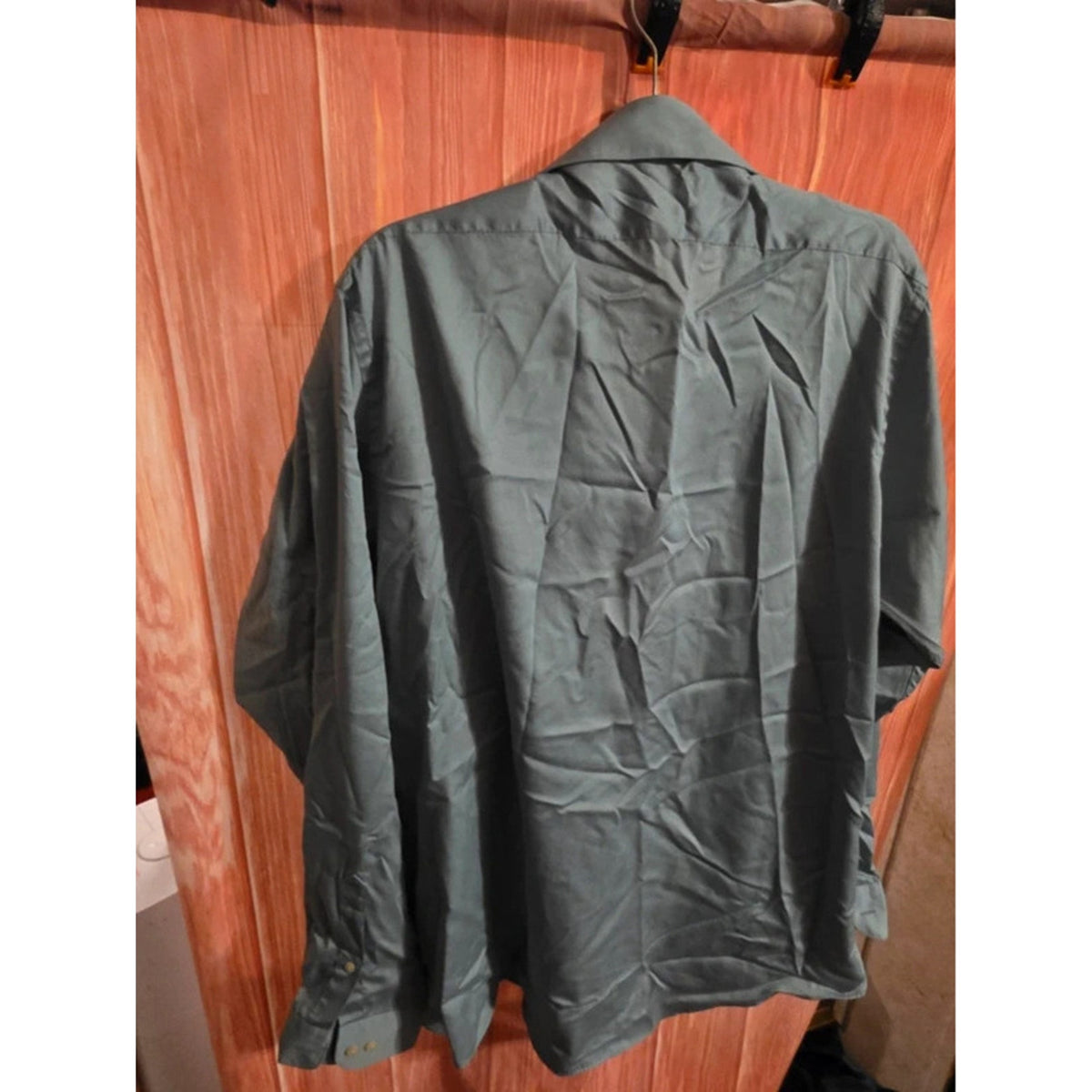 Arrow Mens Large Wrinkle Free Dress Shirt Long Sleeve Sage Mint Green 16.5 36/37