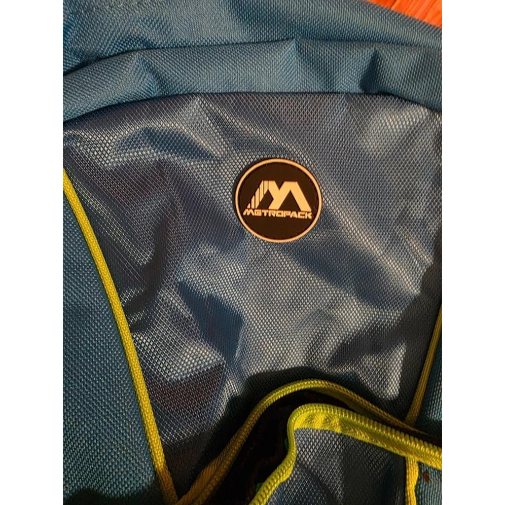 Metropack Blue & Black Backpack Lime Green Details & Organizer - Good Condition