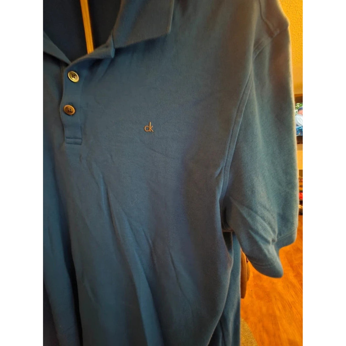 Calvin Klein Men’s XL Blue 100% Cotton Short Sleeve Polo Shirt