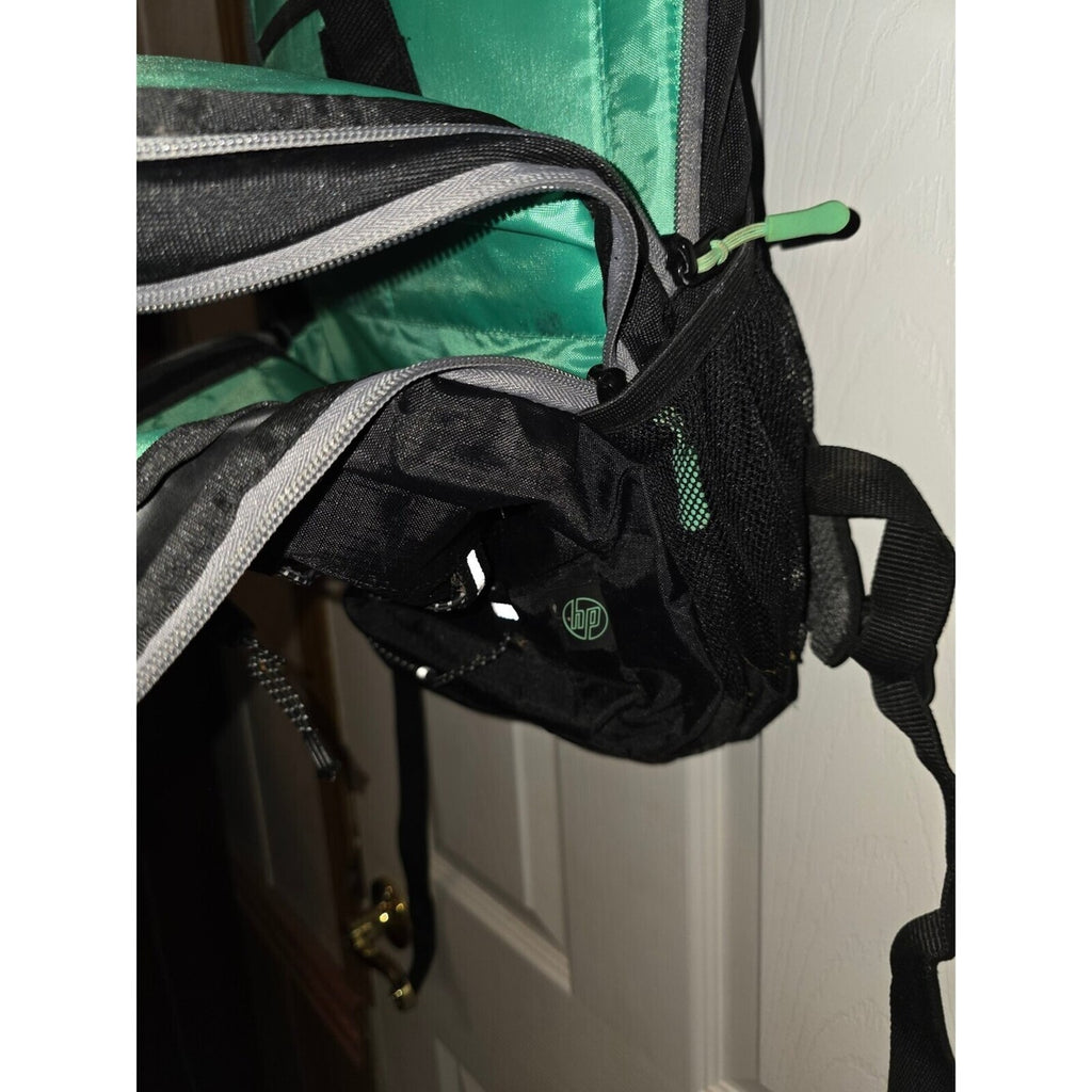 HP Black backpack with green lining
